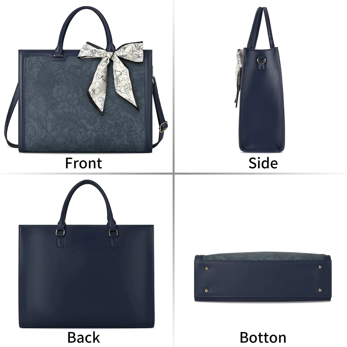 Navy  Work Tote Bag — Embossed  & Laptop bag | Corfu