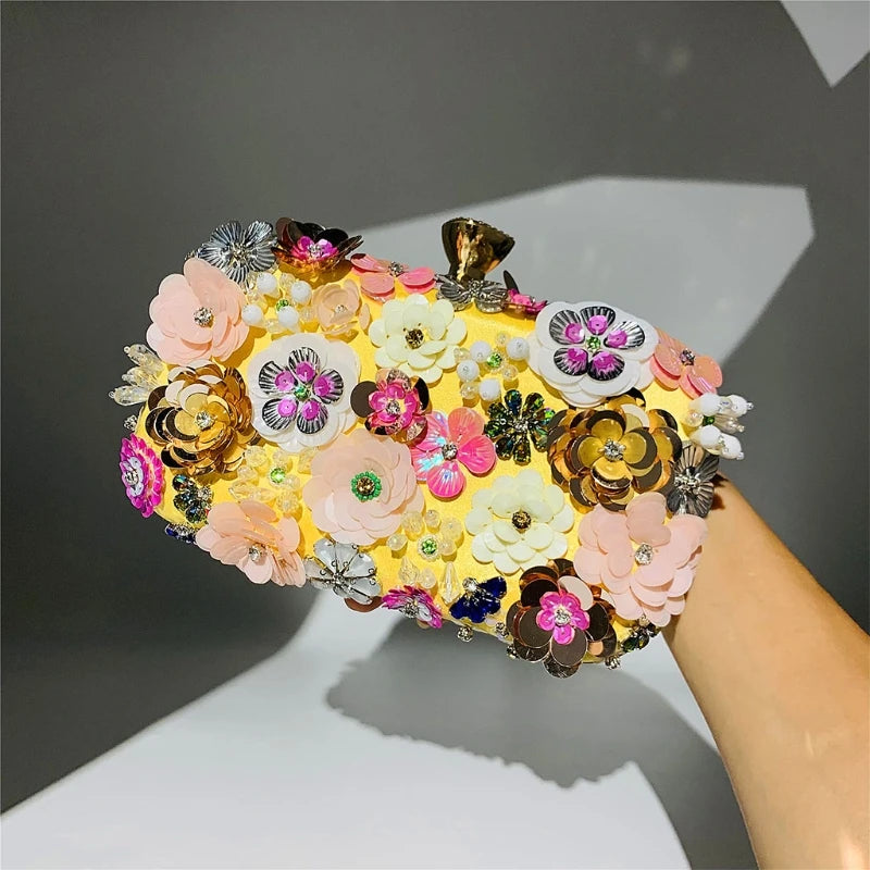 Beaded Floral Evening Clutch bag | Monaco