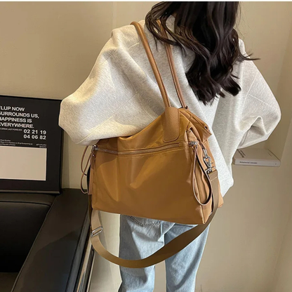 Khaki Nylon Tote Bag for School