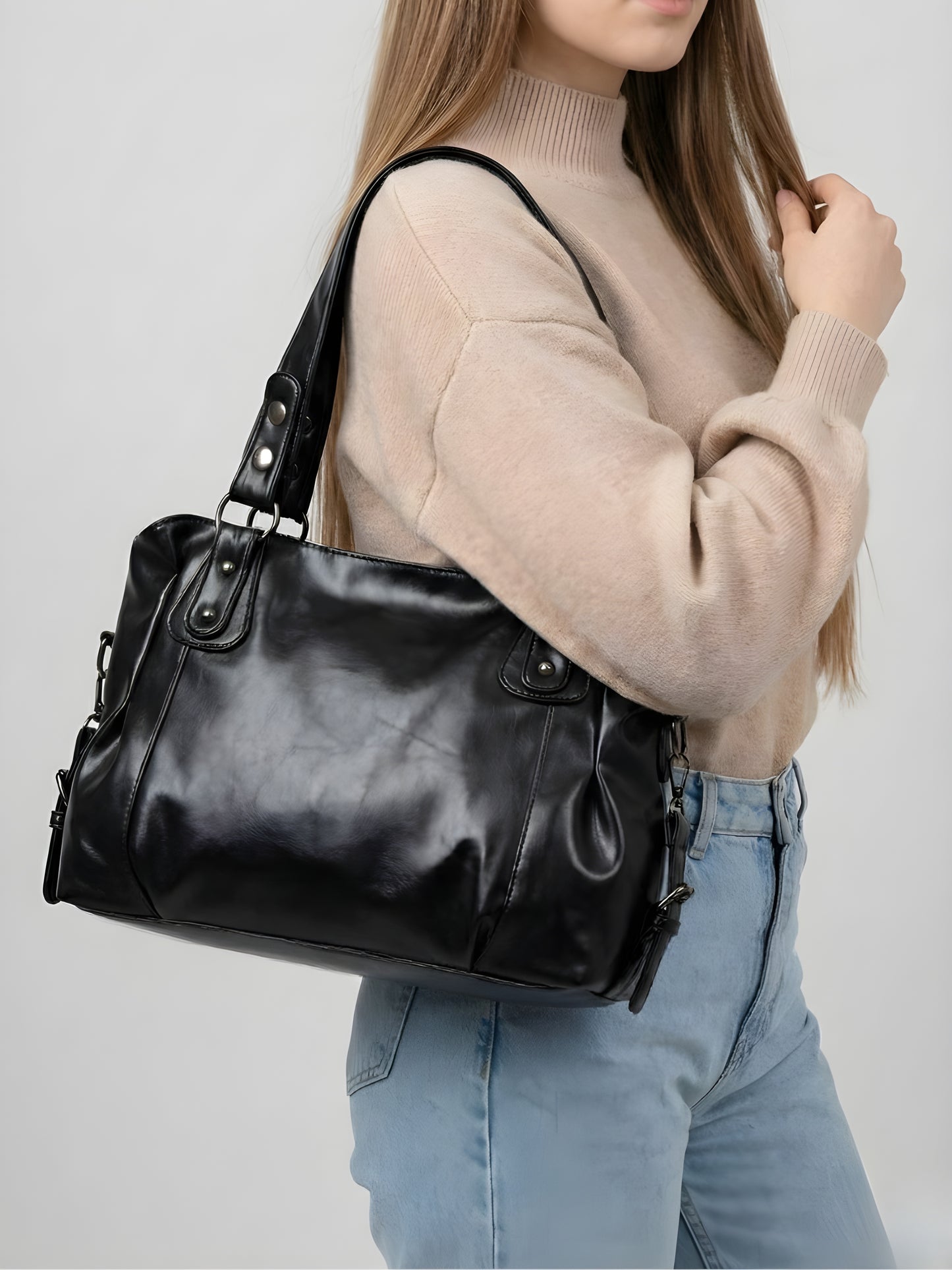 Large black handbag for school