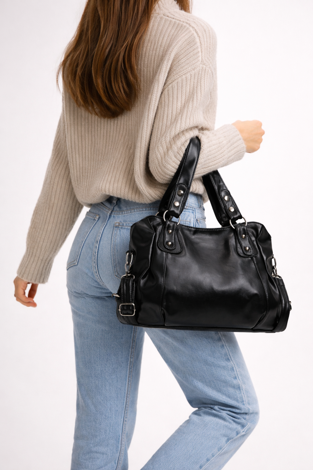 Large black handbag for school