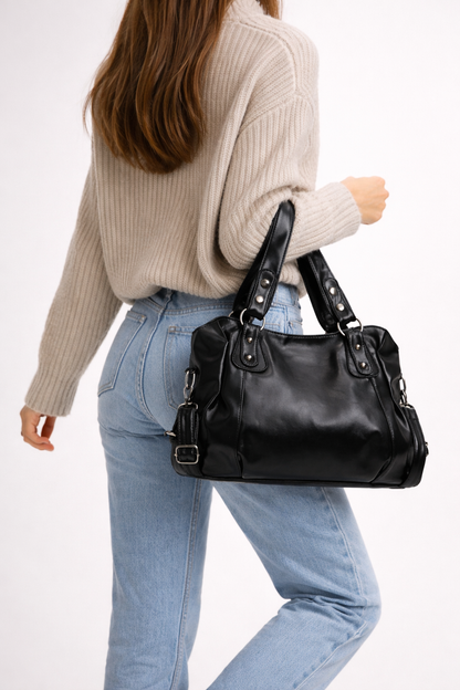 Large black handbag for school