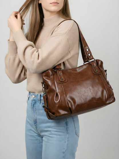 Large brown handbag for school