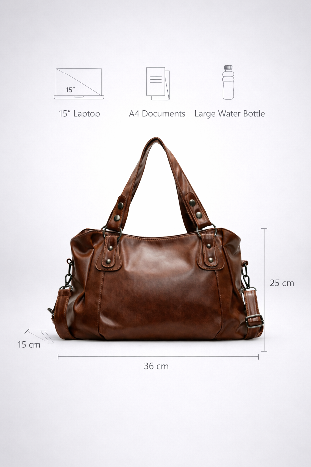 Large brown handbag for school