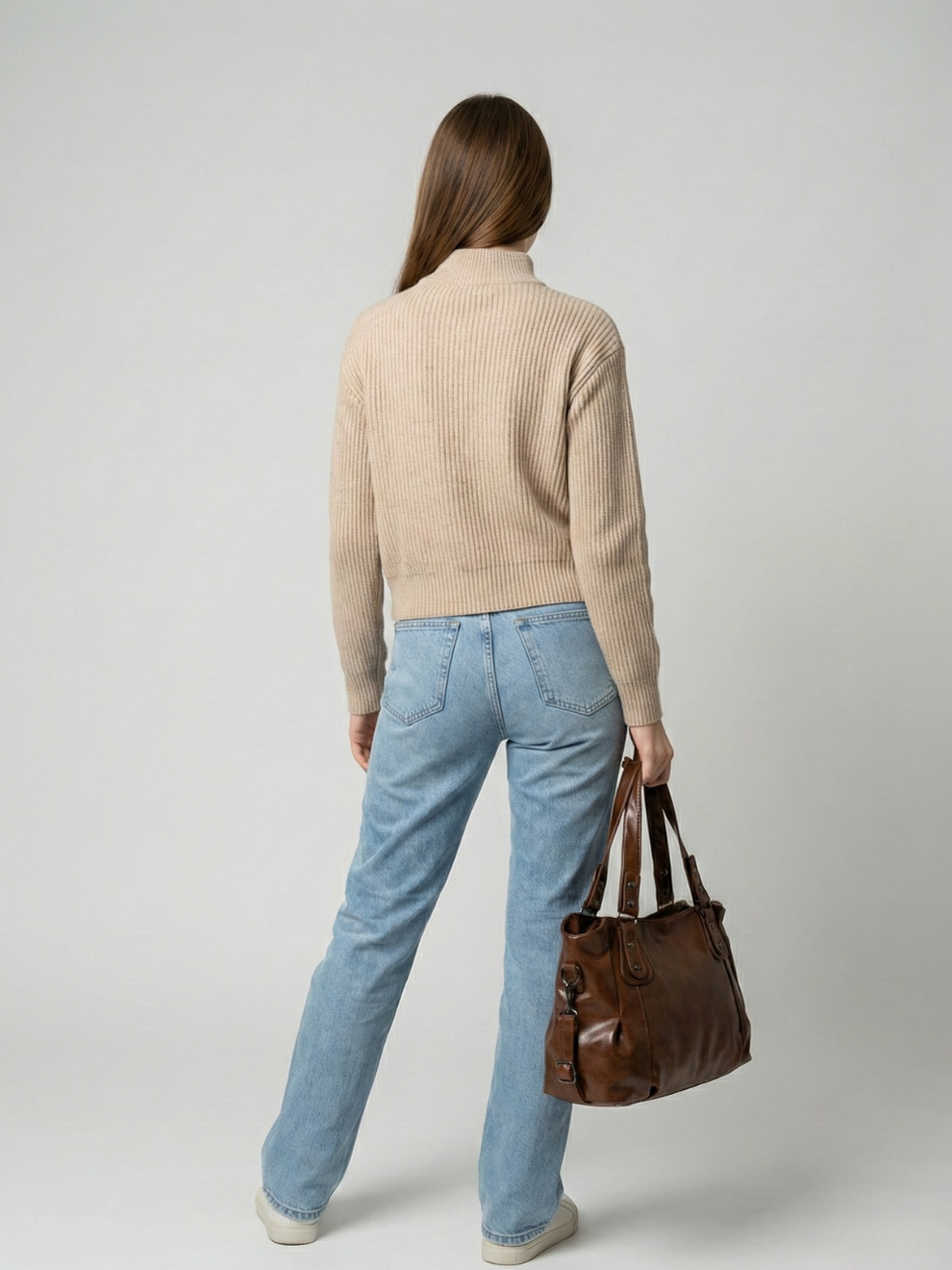 Large brown handbag for school