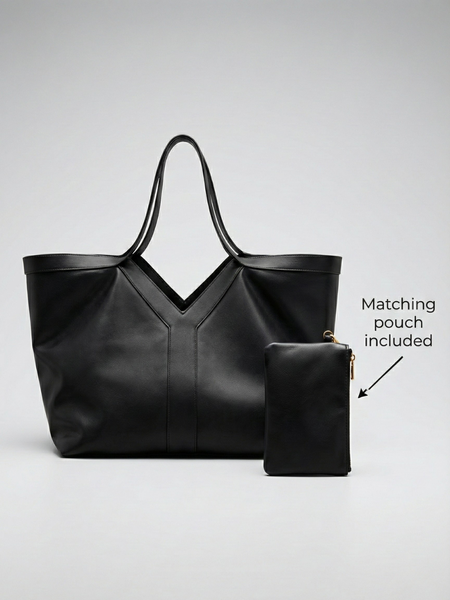 Large Black leather Tote Bag for Work and University – AMALIA & DARIO