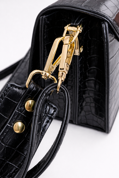 Mini black crossbody bag for work