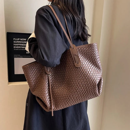 Brown vegan leather work bag