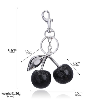 Black Cherry Bag Charm & Keychain – Silver-Tone Metal