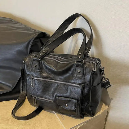 Big handbag for school with a spacious top-zip opening