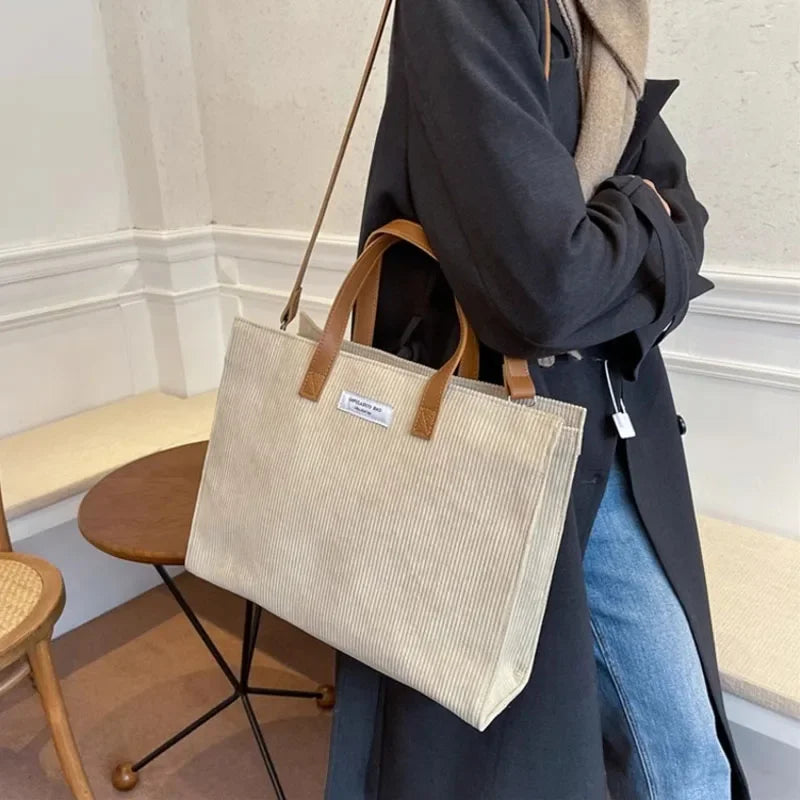 Corduroy Structured Tote Bag | Metz