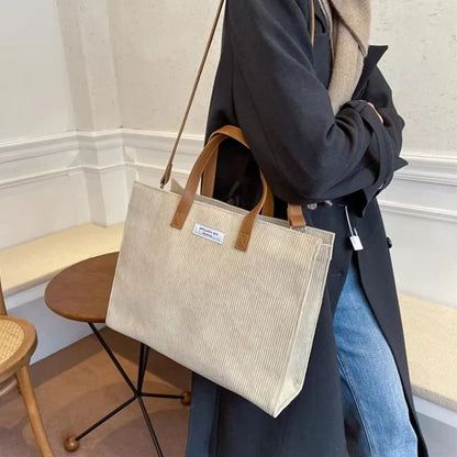 Corduroy Structured Tote Bag | Metz