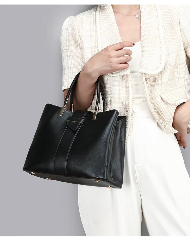Structured leather Tote bag & Pouch Set |  Warsaw