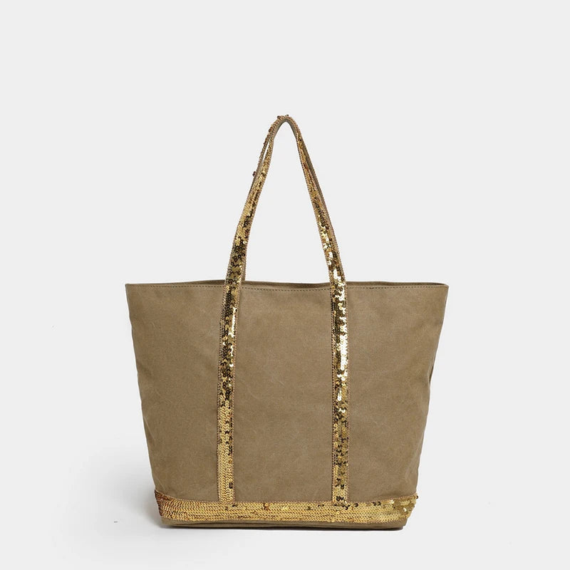 Black Work Bag  Canvas Tote with Sequin Detail | Naxos