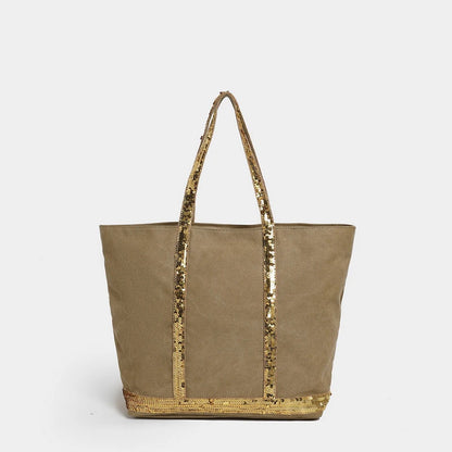 Black Work Bag  Canvas Tote with Sequin Detail | Naxos