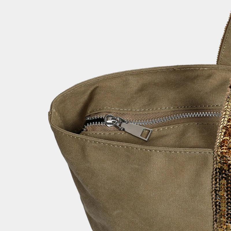 Black Work Bag  Canvas Tote with Sequin Detail | Naxos
