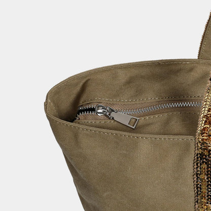 Black Work Bag  Canvas Tote with Sequin Detail | Naxos