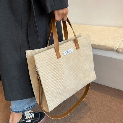 Corduroy Structured Tote Bag | Metz