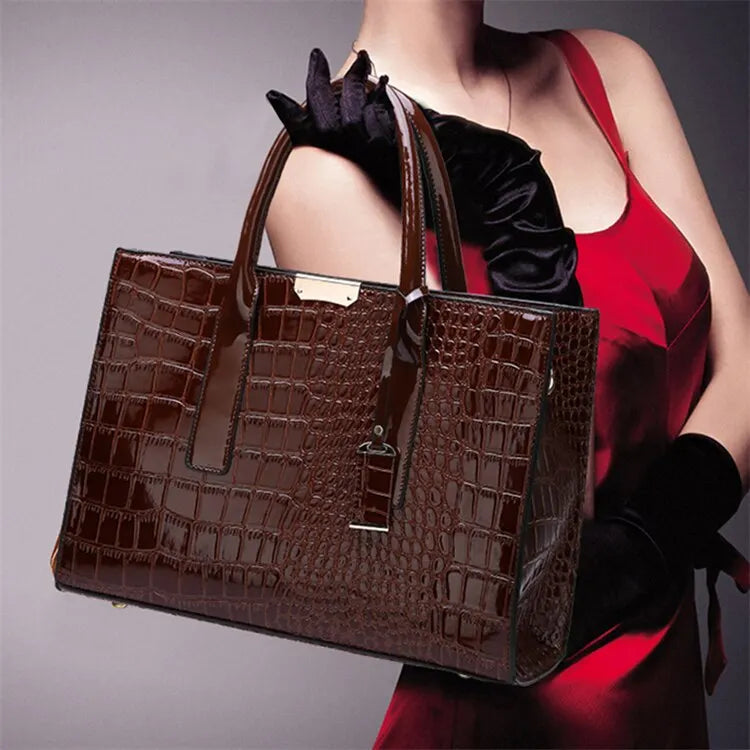 Structured Croc-Embossed Tote Bag |  Vienna