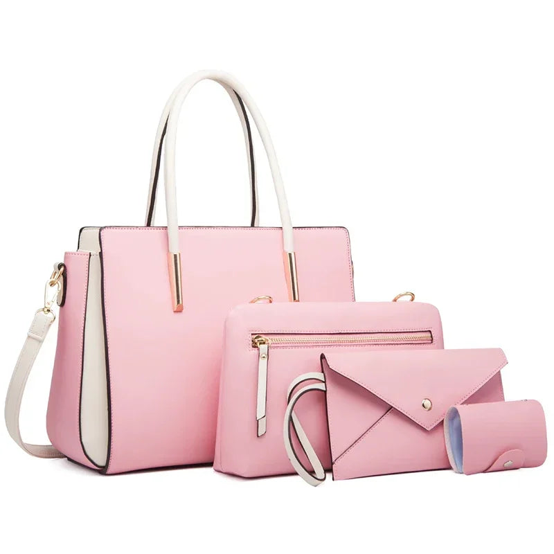 TRAVEASY 2025 Designer Bags Luxury 4 Pcs Set Women's Shoulder Bag Candy Color Hard PU Leather Elegant Ladies Purses and Handbags