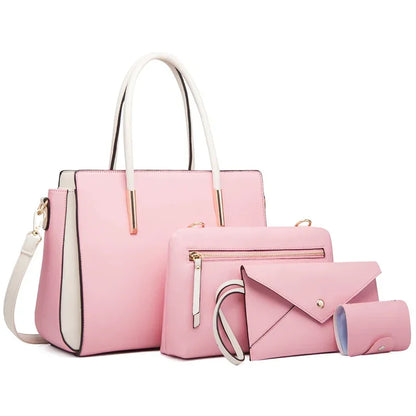 TRAVEASY 2025 Designer Bags Luxury 4 Pcs Set Women's Shoulder Bag Candy Color Hard PU Leather Elegant Ladies Purses and Handbags