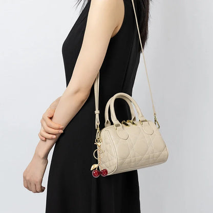 Dark Red Cherry Bag Charm & Keychain – Gold-Tone Finish