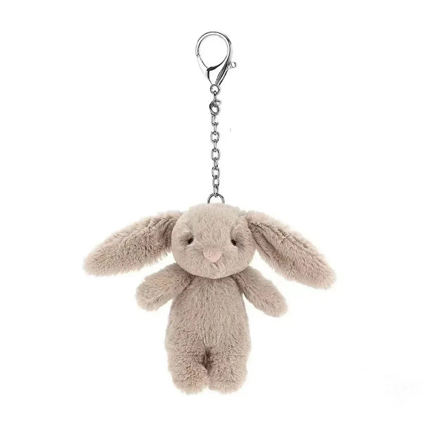 Breloque et porte-clés lapin en peluche – Beige doux