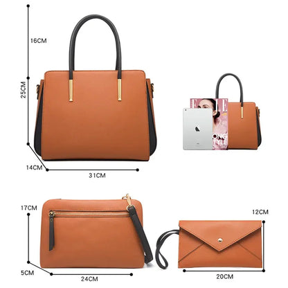 TRAVEASY 2025 Designer Bags Luxury 4 Pcs Set Women's Shoulder Bag Candy Color Hard PU Leather Elegant Ladies Purses and Handbags