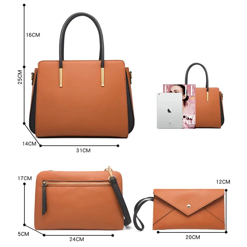 TRAVEASY 2025 Designer Bags Luxury 4 Pcs Set Women's Shoulder Bag Candy Color Hard PU Leather Elegant Ladies Purses and Handbags