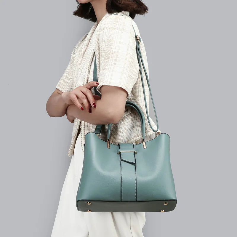 Structured leather Tote bag & Pouch Set |  Warsaw