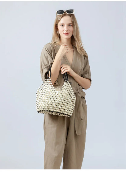 Handwoven Beaded Bucket Bag | Bilbao