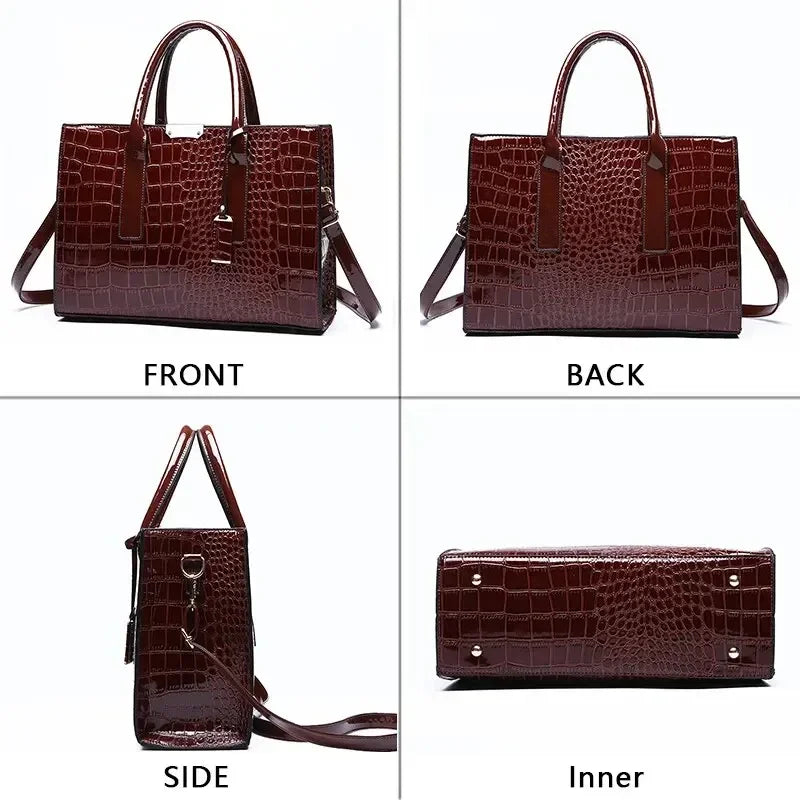 Structured Croc-Embossed Tote Bag |  Vienna