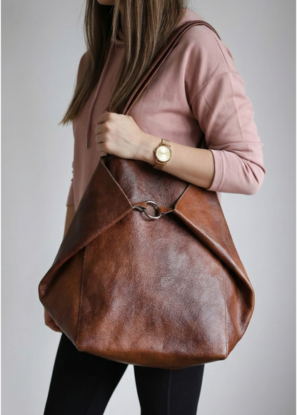 Shoulder Tote Bag for Work | Ring-Fold Clasp Closure