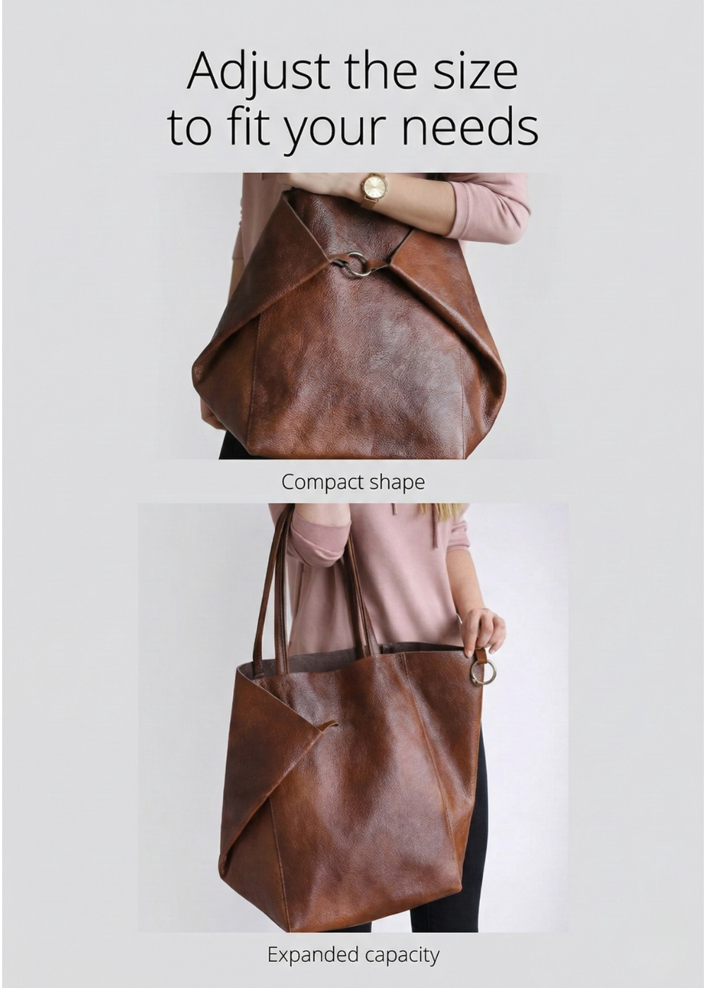 Shoulder Tote Bag for Work | Ring-Fold Clasp Closure