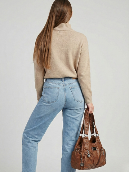 Small brown handbag for school