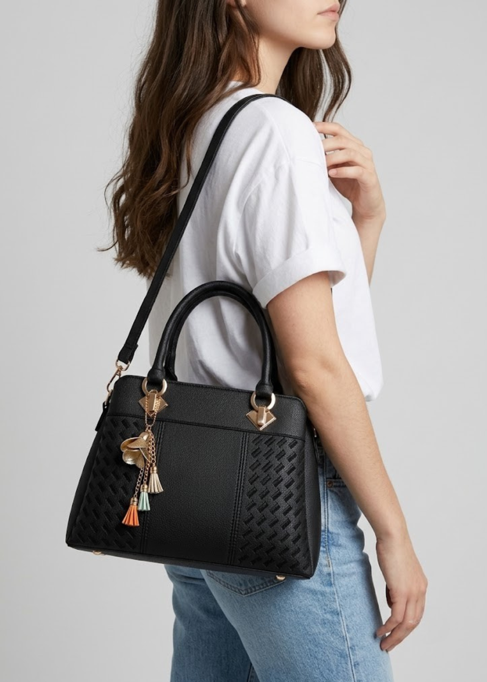 Woven Texture Satchel Bag | Malaga