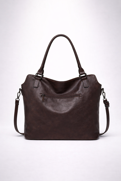 Soft vegan leather shoulder bag for school