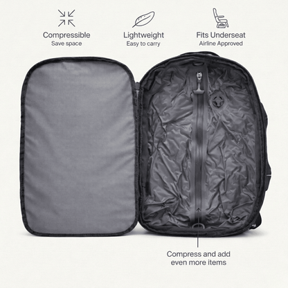 Black Vacuum Compression 35L Underseat Backpack Personal Item 40×20×25 – AMALIA & DARIO Black Vacuum Compression 35L Underseat Backpack Personal Item 40×20×25 – AMALIA & DARIO