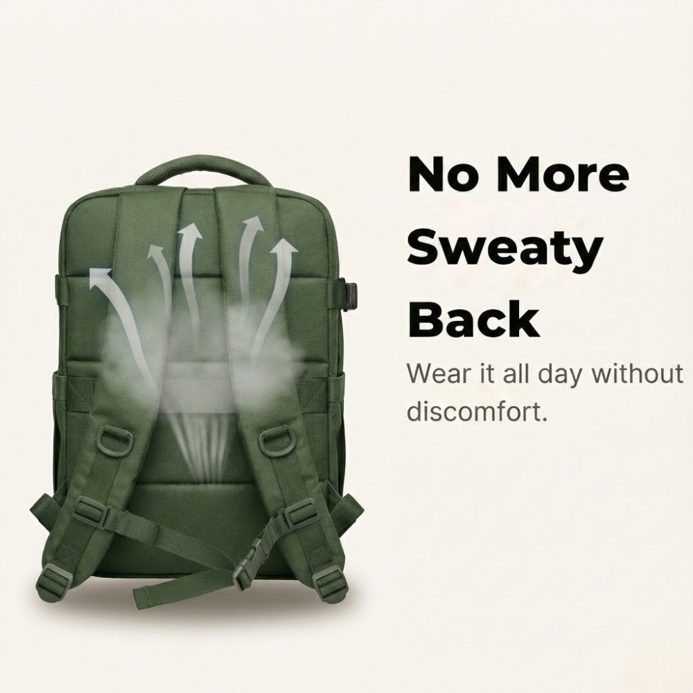 35L Vacuum travel backpack waterproof Green cabin bag underseat size 40x20x25 fits 16 inch laptop for travelling – AMALIA & DARIO