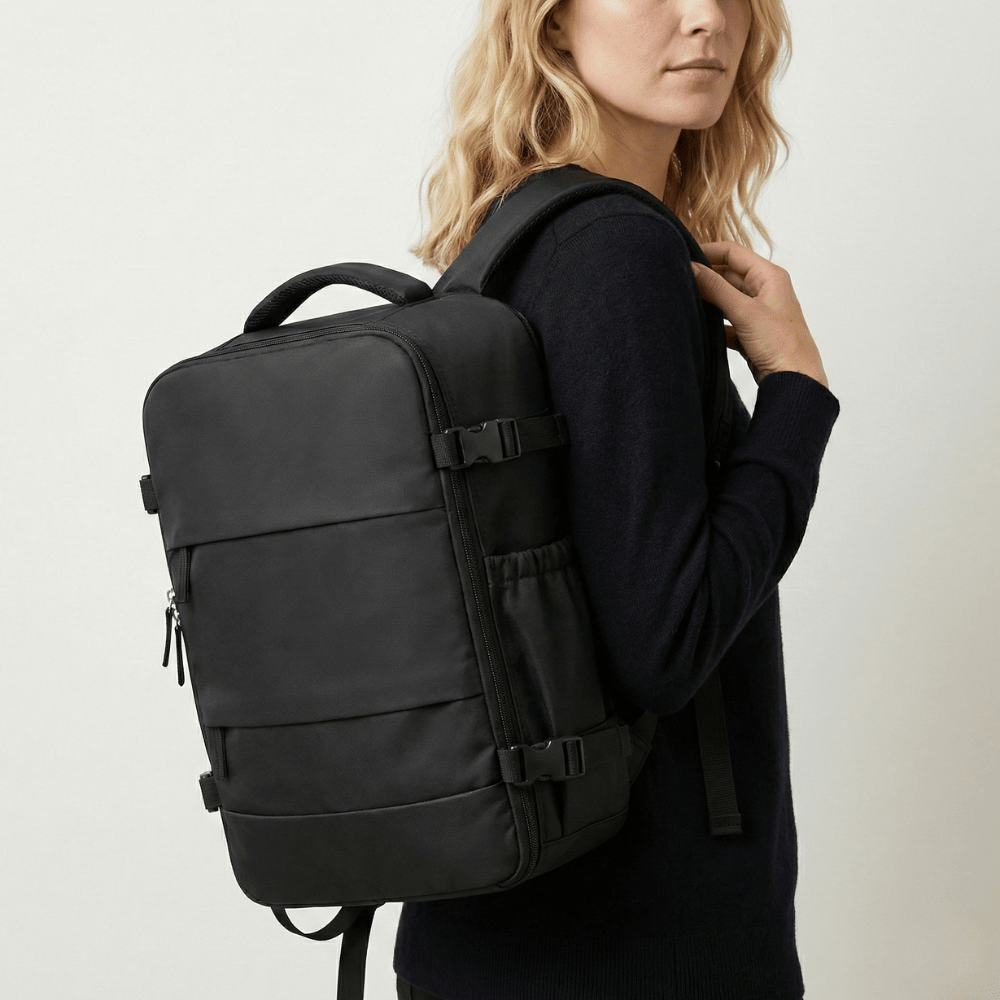 backpack 35l for woman travel Black Vacuum Compression 35L Underseat Backpack Personal Item 40×20×25 – AMALIA & DARIO