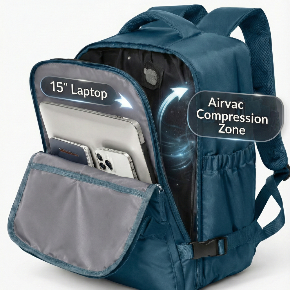35l backpack fit 16 inch laptop The Quanta ProX Vacuum by Camel Mountain 35L, Fits Up to 16" Green With Vacuum Pump Made from durable microfiber PU and polyester INF Multifunctional Business & Travel