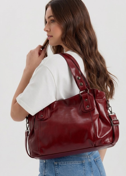 Burgundy Big Handbag for school | TARANTO