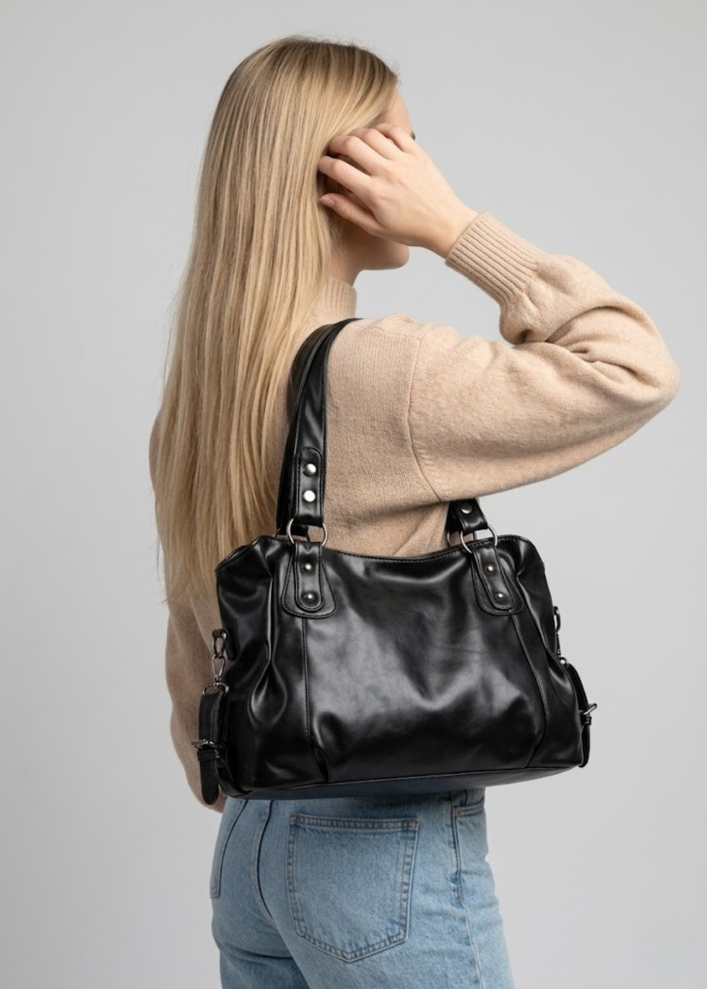 Large black handbag for school | TARANTO