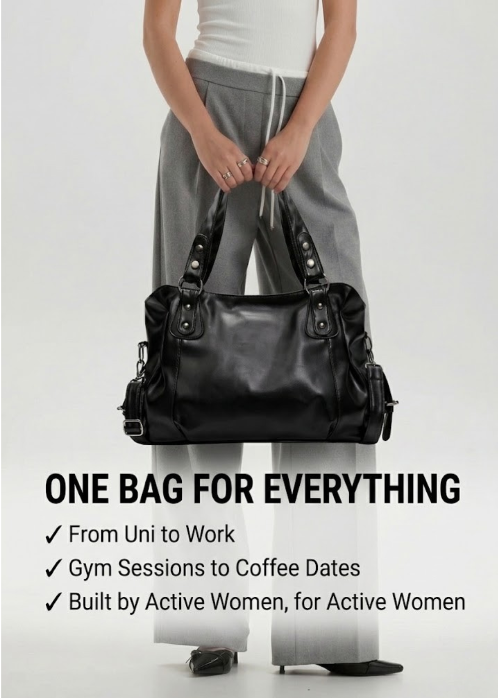 Large black handbag for school | TARANTO
