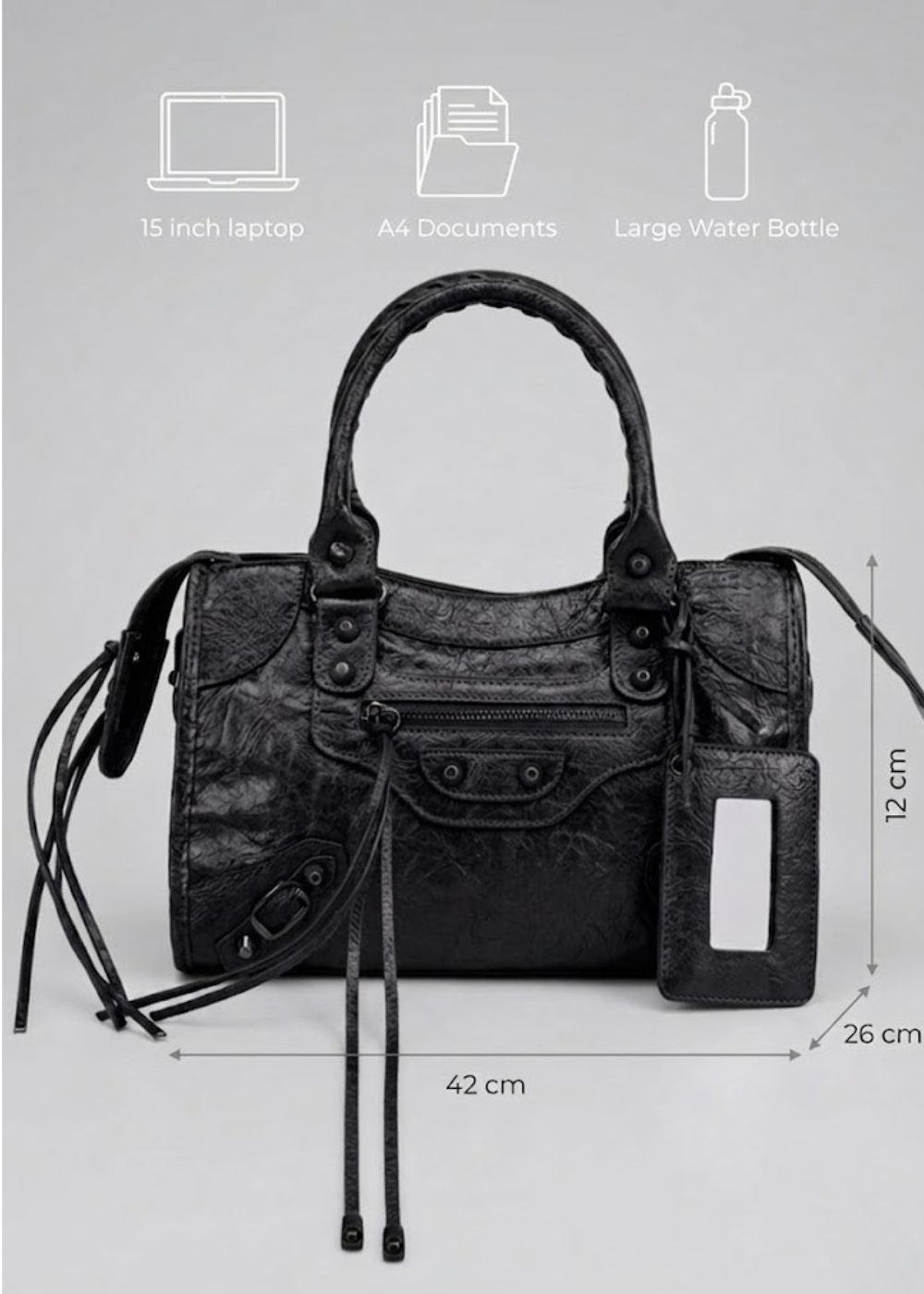 Black Handbag for School  Laptop & Everyday Carry | Athens