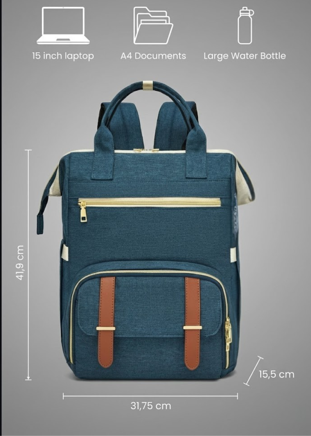 2-in-1 Blue Insulated Backpack with Laptop Compartment