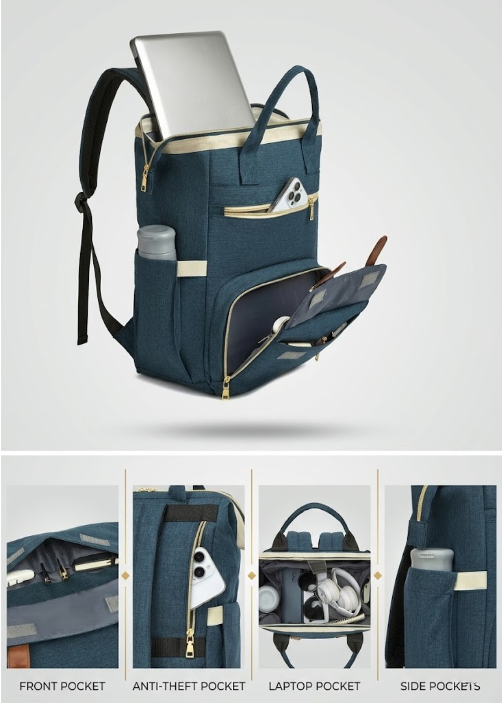 2-in-1 Blue Insulated Backpack with Laptop Compartment