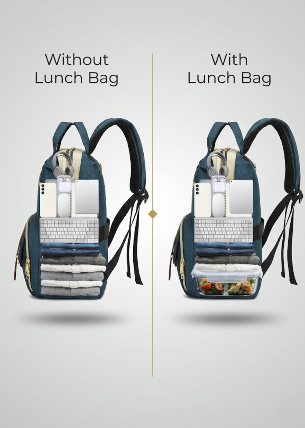 2-in-1 Blue Insulated Backpack with Laptop Compartment