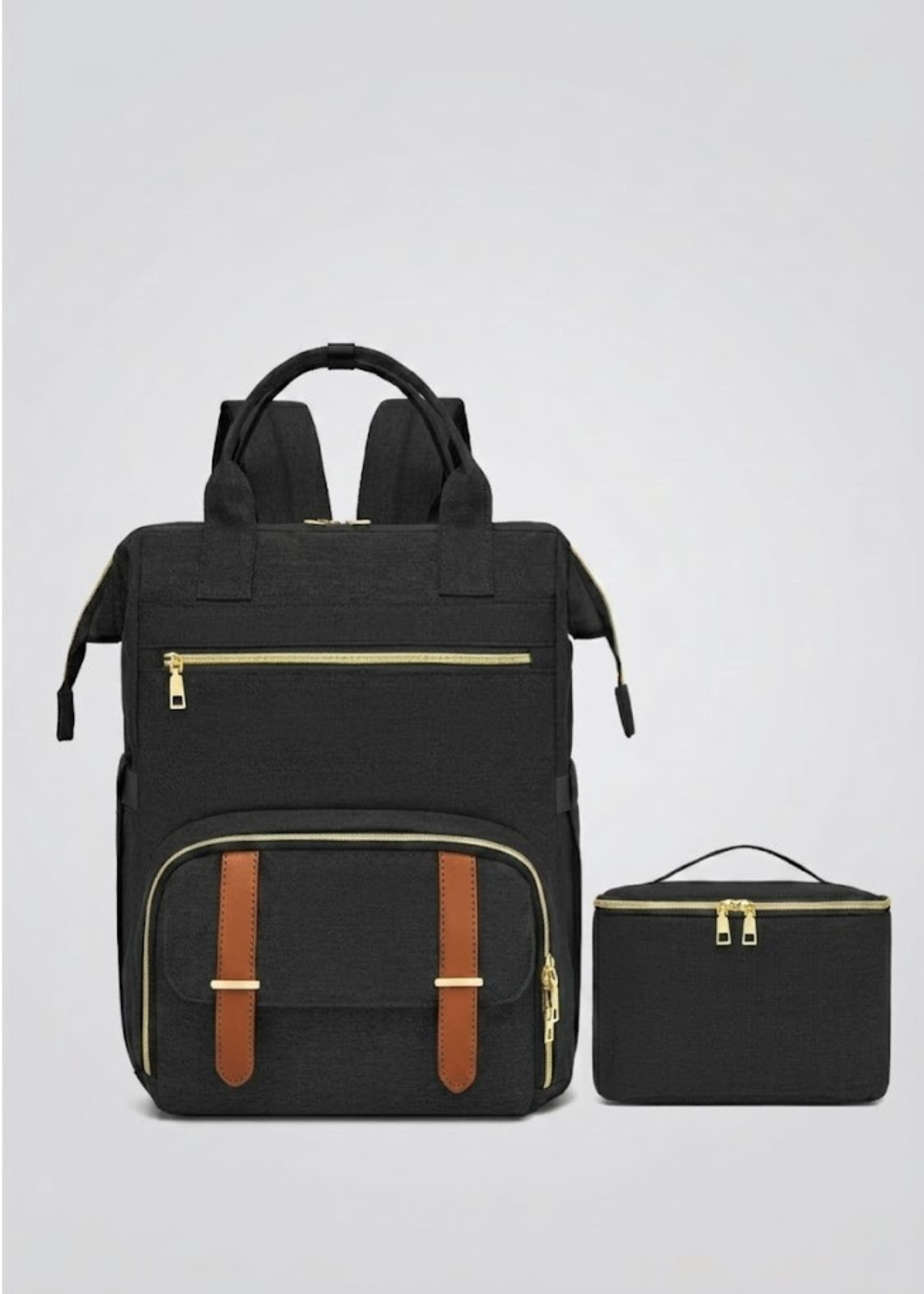 Black Lunch Backpack for Women – 2-in-1 with Detachable Insulated Lunch Box