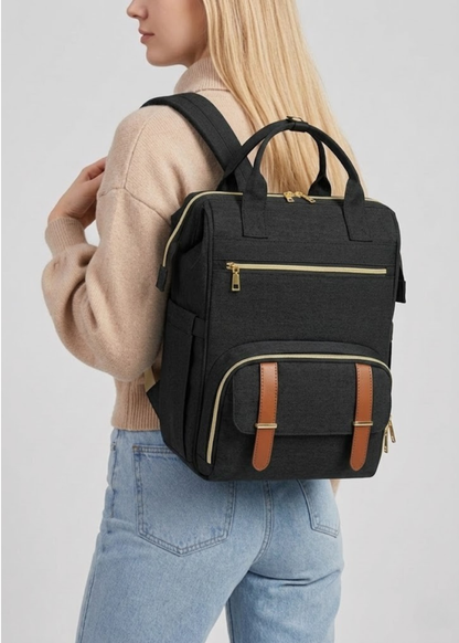 Black Lunch Backpack for Women – 2-in-1 with Detachable Insulated Lunch Box